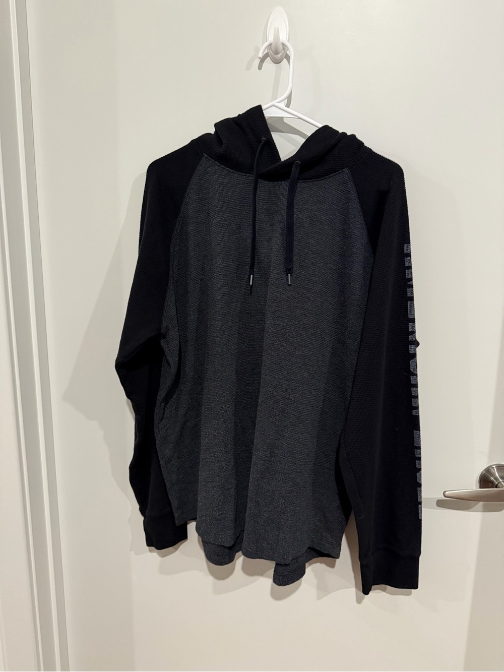American Eagle Outfitters Two-Tone Black & Charcoal Hooded Raglan Sweatshirt